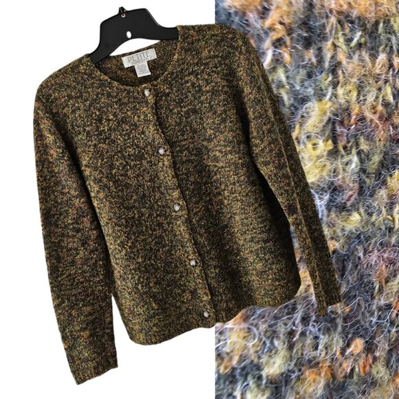 Petite Sophisticate Sweaters - Petite Sophisticate Space Dye Bouclè Wool Acrylic Round Neck Cardigan | EUC | MP